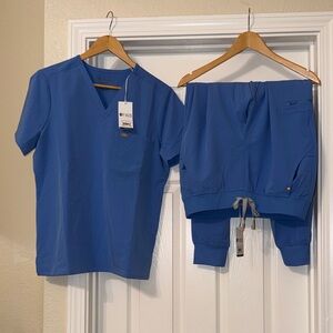Figs Ceil Blue Scrub Set